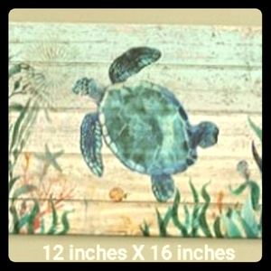 Nautical Canvas Whimsical Blue Sea Turtle picture